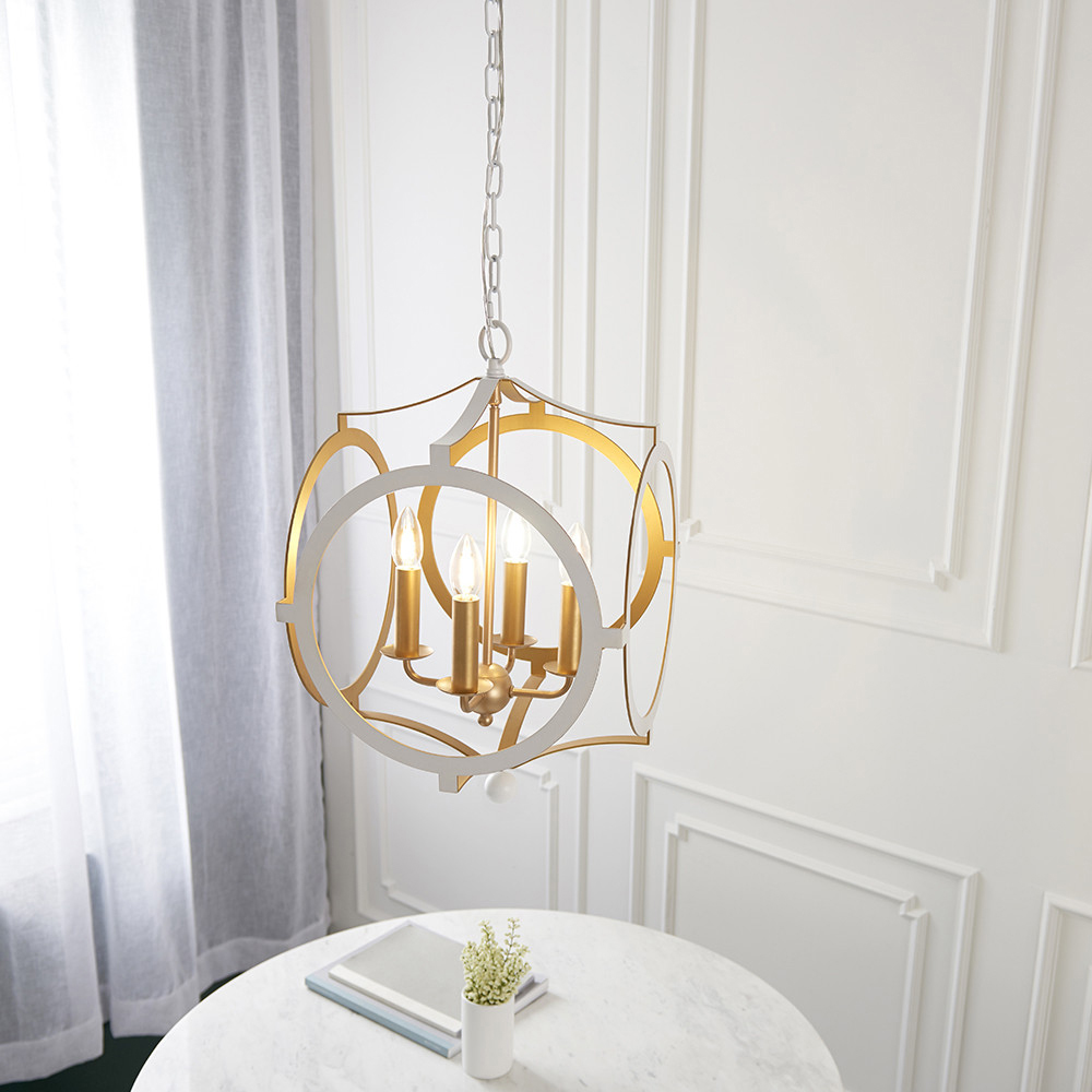 Merano Vicenza Matt White and Gold 4 Light Pendant Ceiling Light Image 2