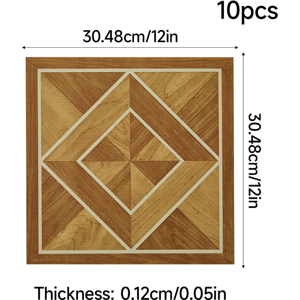 Living and Home Parquet Dark Brown Square Self-Adhesive PVC Flooring Tile 10 Pack Image 9