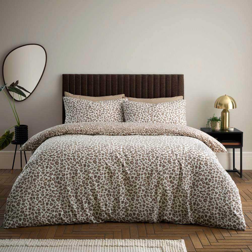 Leopard Print Duvet Natural Single Image 1