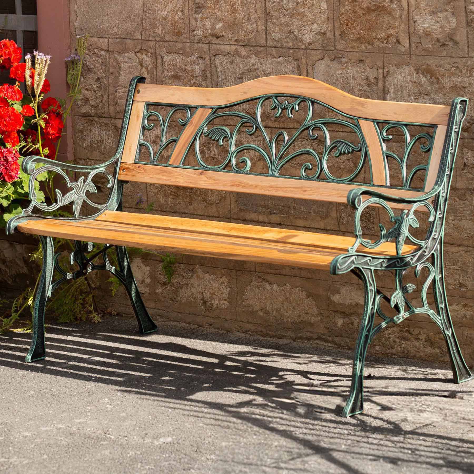 tectake Kathi 2 Seater Brown Garden Bench Image 1