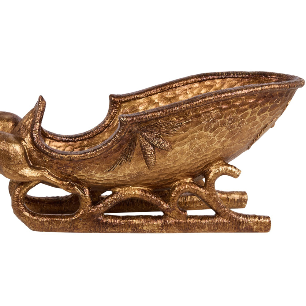 Ornate Reindeer Sleigh Ornament Bronze Image 5