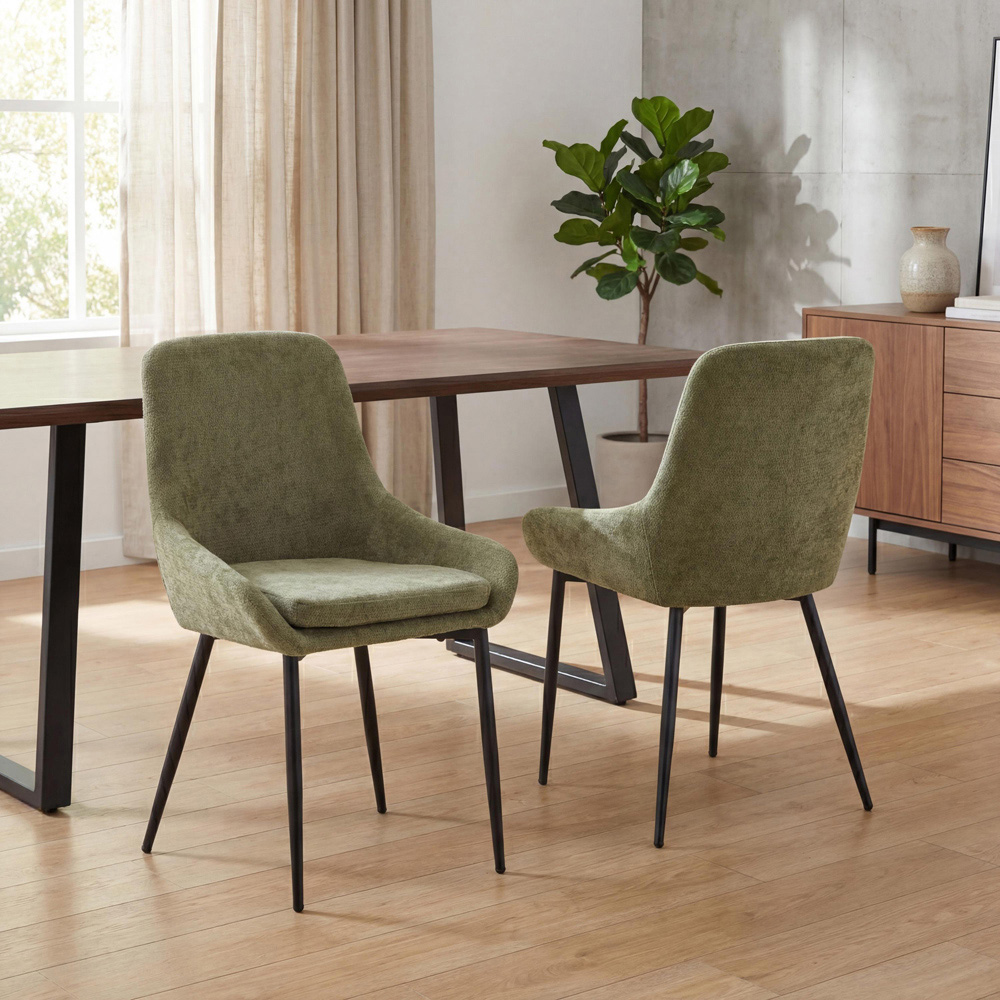 Portland Valenza Olive Curved Back Dining Chair Image 8