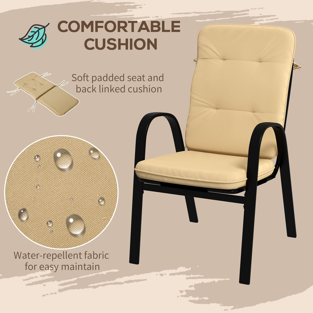 Outsunny 4 Seater Beige Outdoor Garden Dining Set Image 5