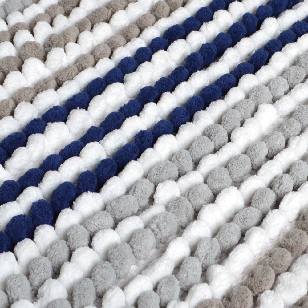Allure Bath Fashions Navy Striped Chunky Bobble Pedestal Mat 50 x 50cm Image 3