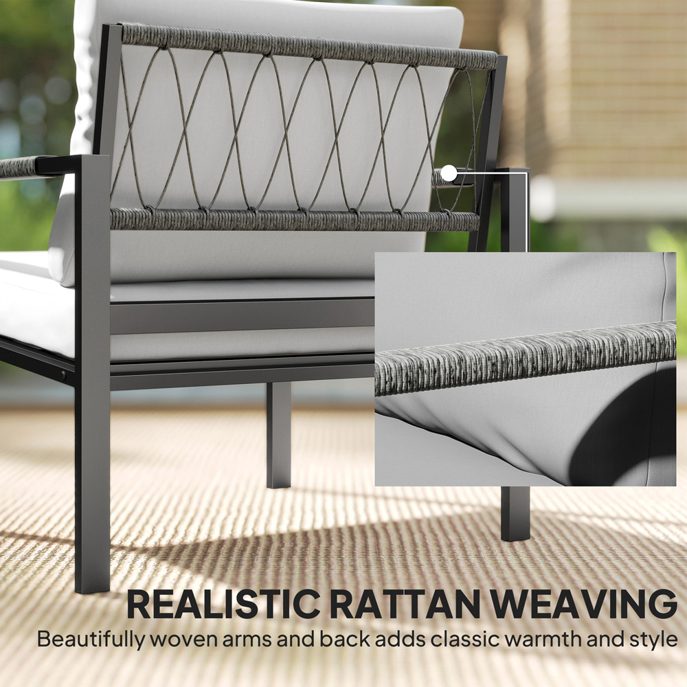 Outsunny 4 Seater Light Grey Metal Garden Lounge Set with Cushion Image 5