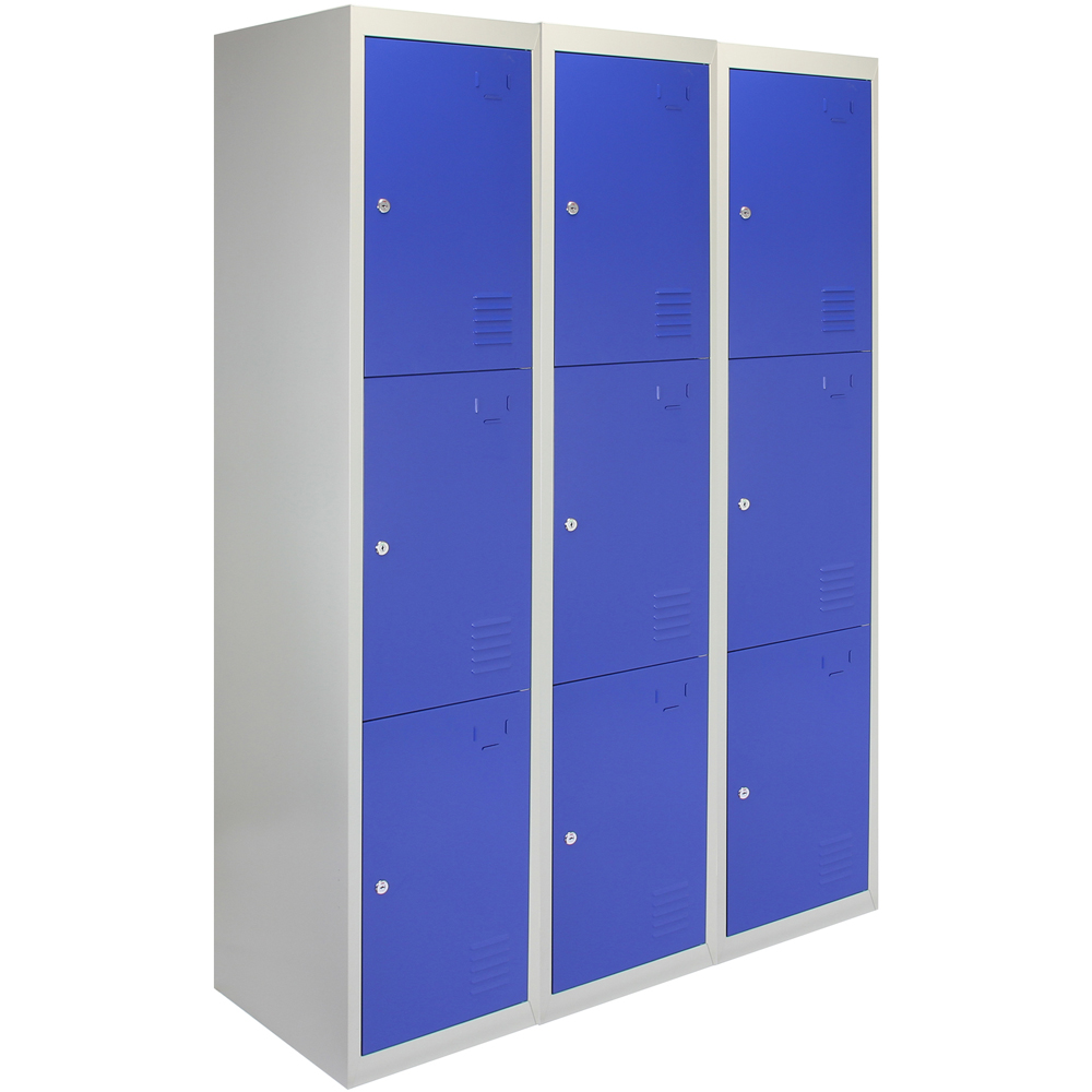 Monstershop 3 Door Blue Metal Storage Locker 3 Pack Image 2