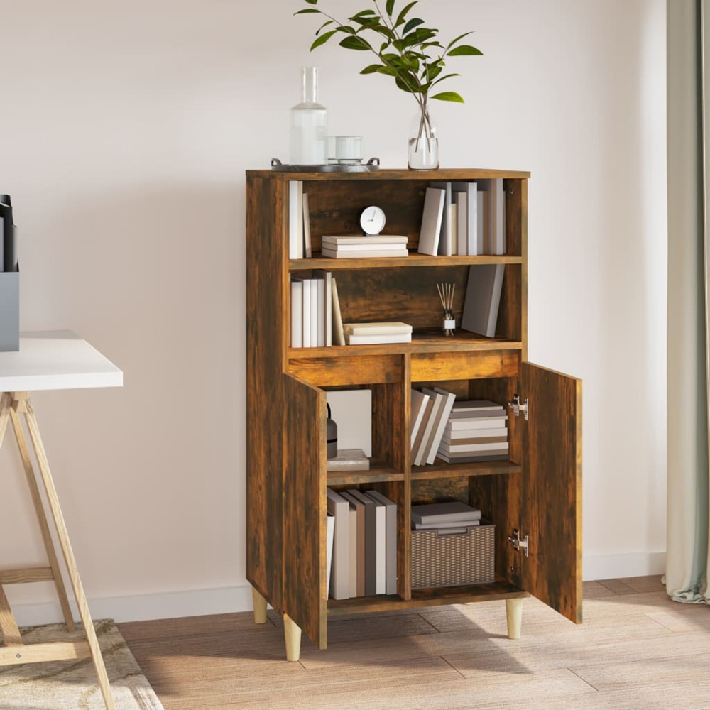 vidaXL 2 Door 2 Shelf Smoked Oak Highboard Image 8