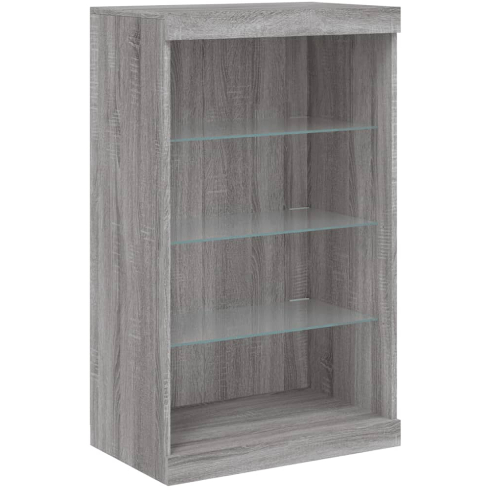 vidaXL 2 Door 12 Shelf Grey Sonoma Wooden Sideboard with LED Lights 3 Piece Image 4