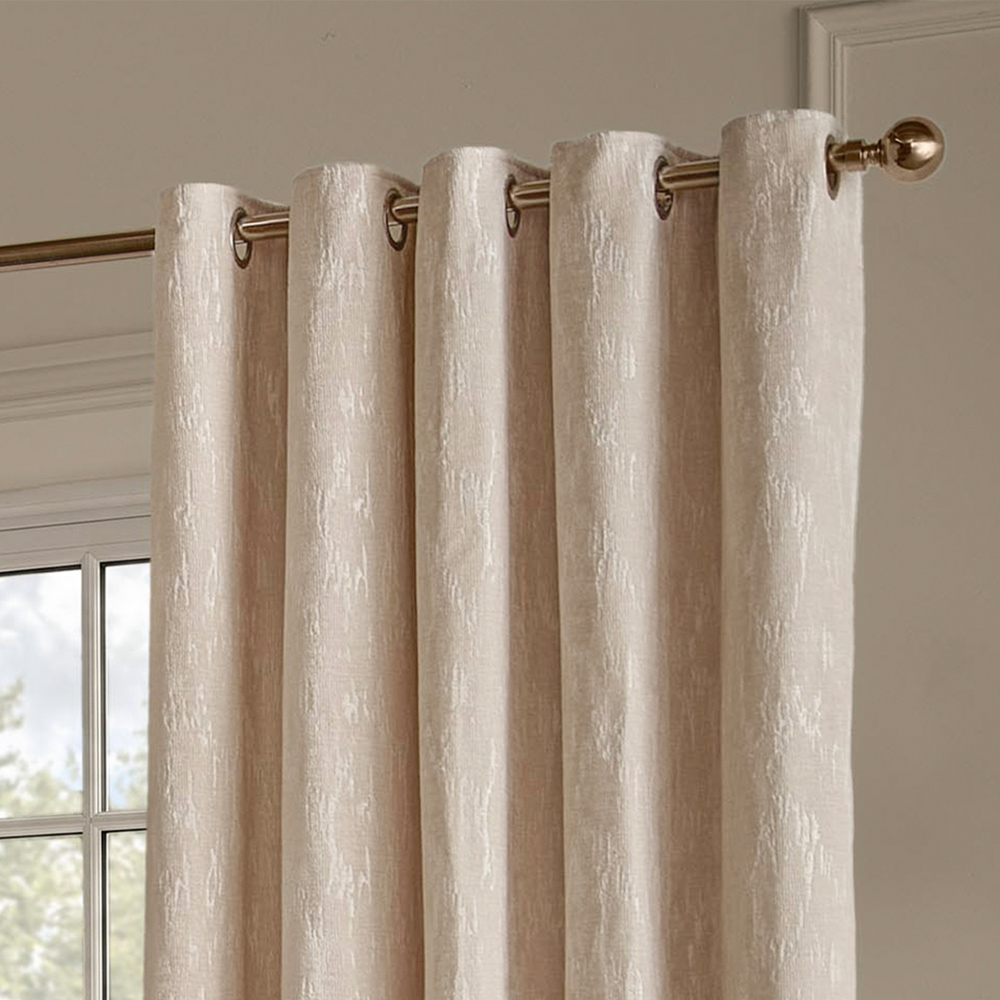 Paoletti Aurelio Ivory Chenille Fully Lined Eyelet Curtains 229 x 183cm Image 3