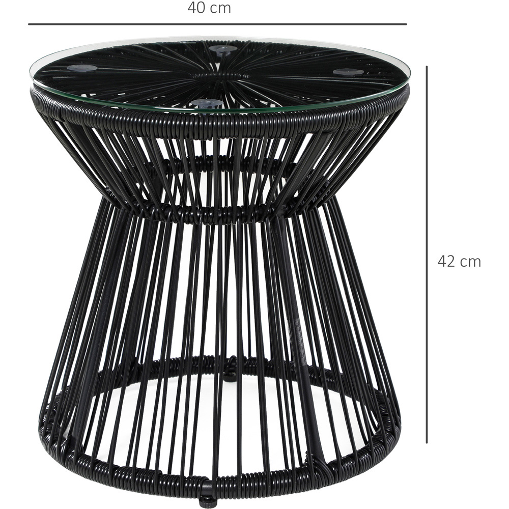 Outsunny Black Rattan Round Coffee Table Image 7