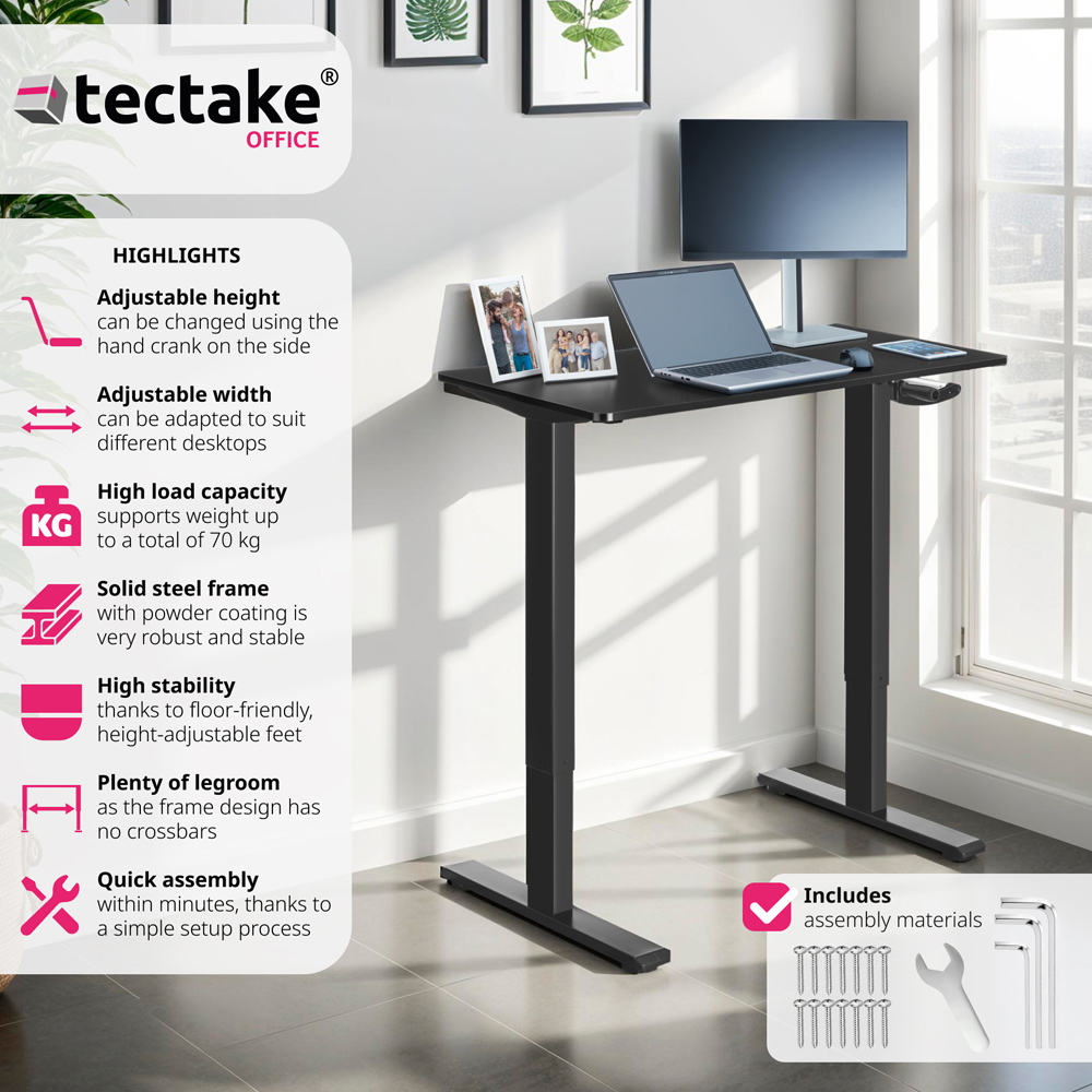 tectake Idun Black Sit and Stand Desk Image 5