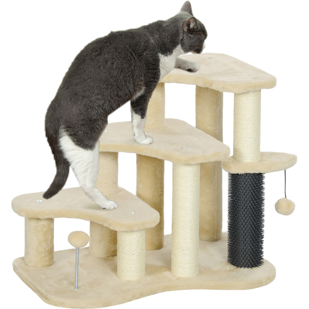 PawHut Beige Pet Stair with Tickling Post Image 1