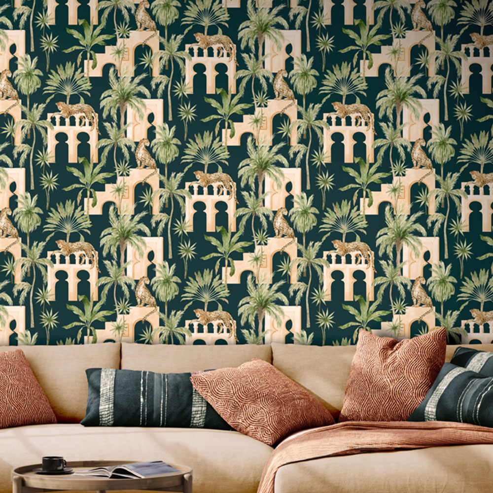 Arthouse Leopard Arches Navy Wallpaper Image 3