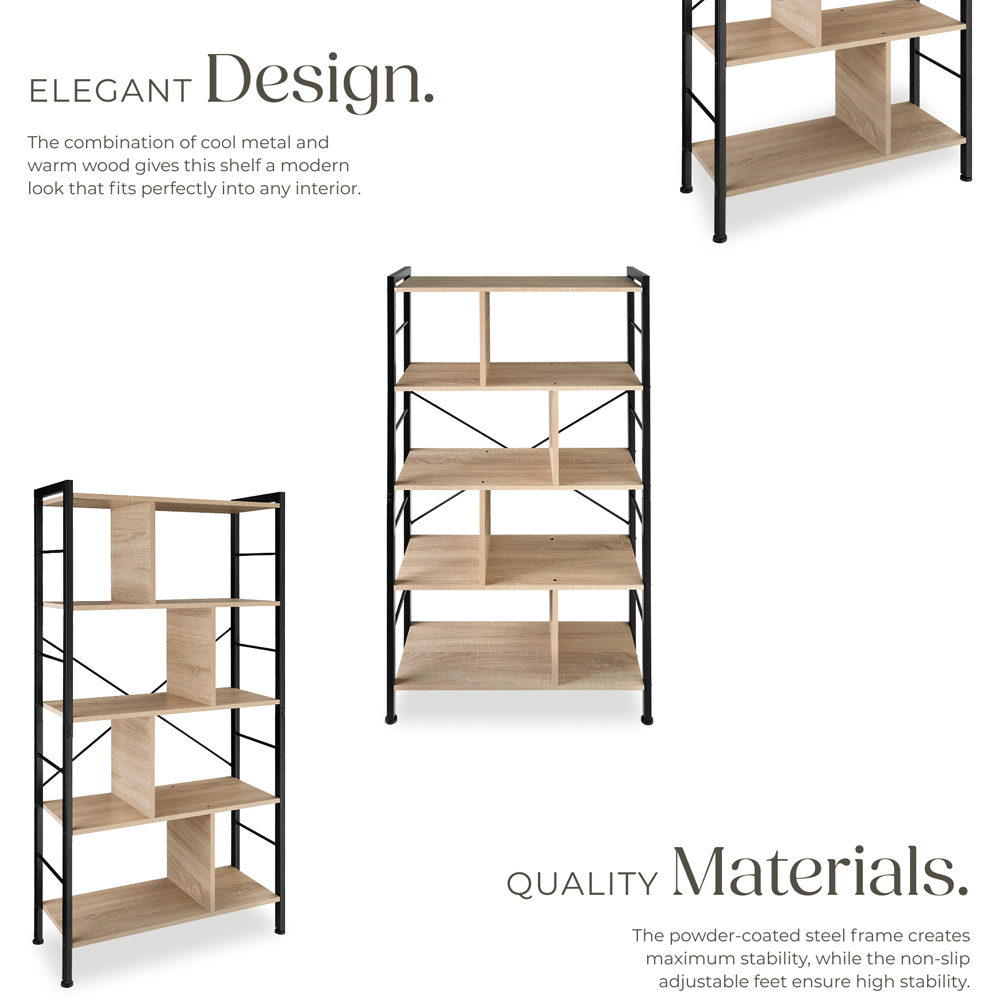 tectake Charleston 4 Shelf Oak Sonoma Standing Shelving Unit Image 3