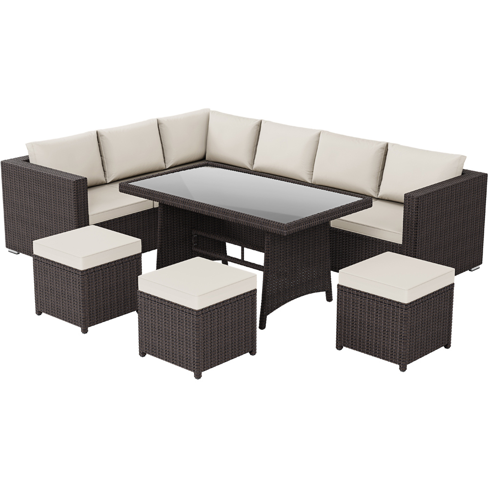 GARDEN VIDA Belgrave 9 Seater Brown PE Rattan Garden Corner Lounge Set with Cover Image 2