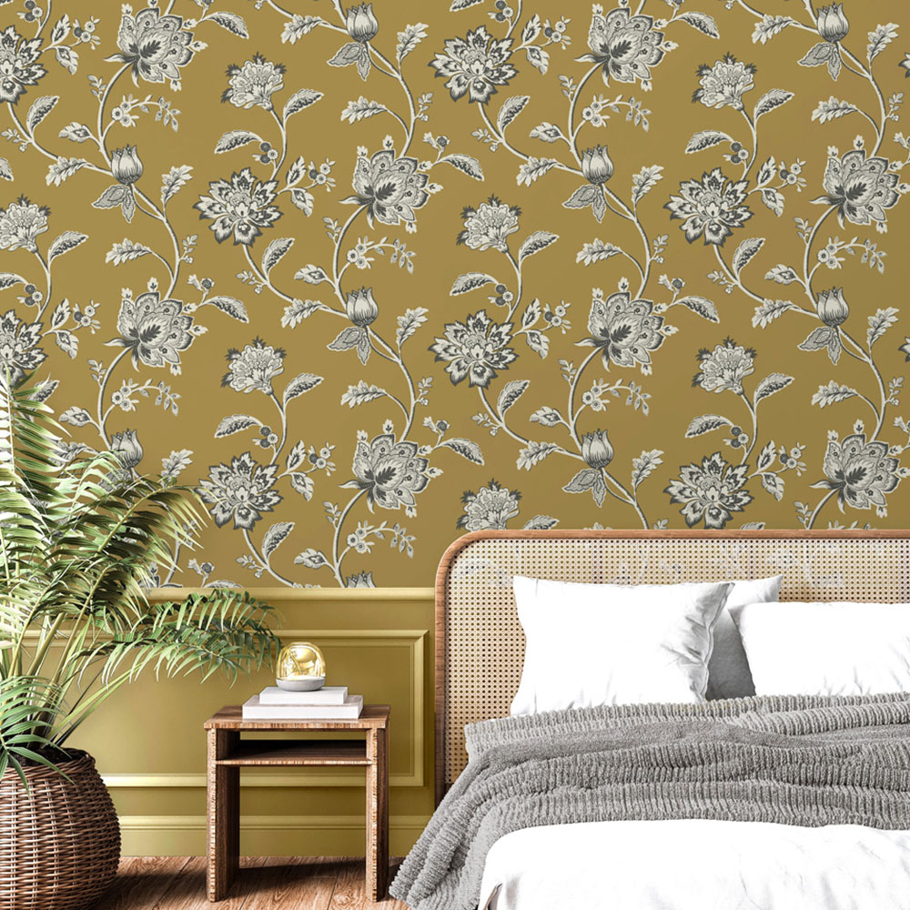 Fine Decor Juliette Floral Ochre Wallpaper Image 4