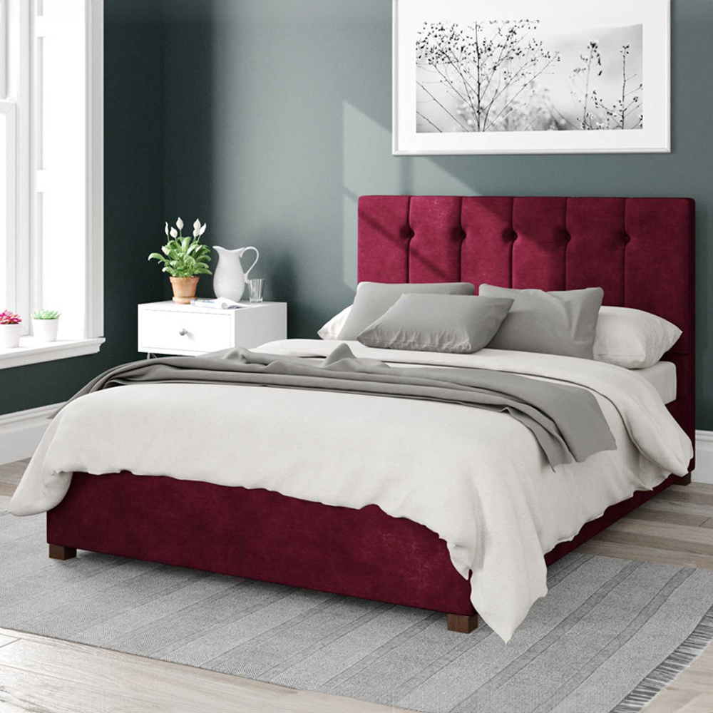 Aspire Hepburn Single Bordeaux Kimiyo Linen Ottoman Bed Image 1