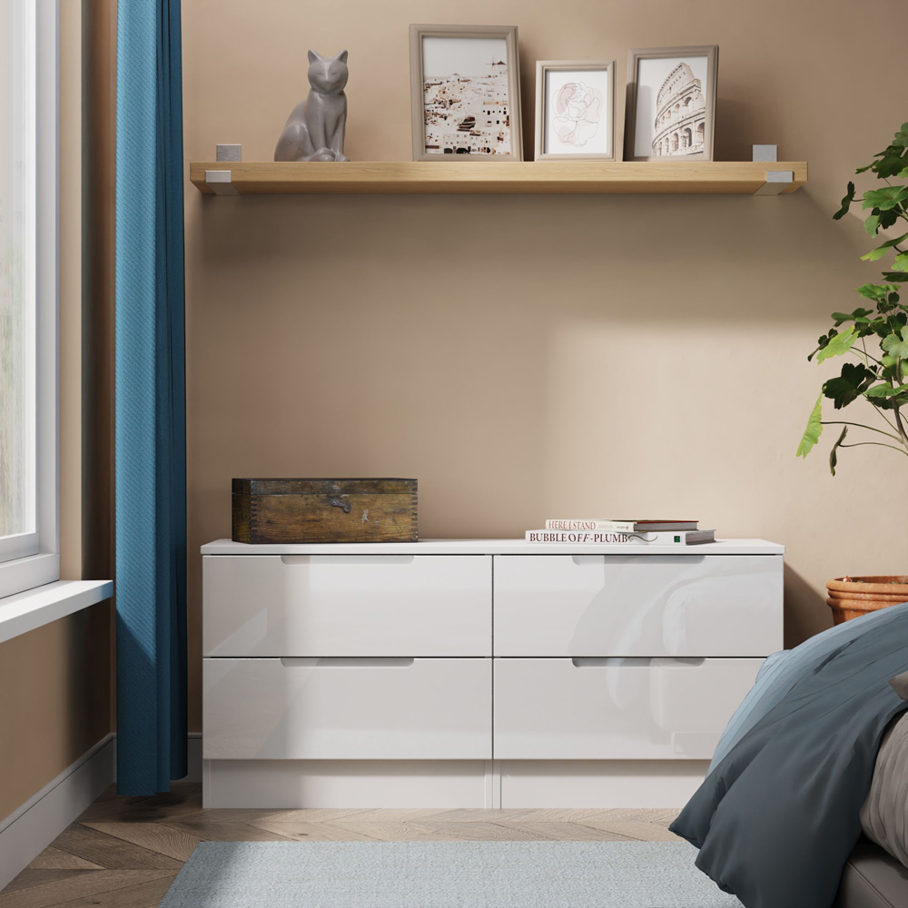 Crowndale Milan 4 Drawer White Gloss and White Bed Box Ready Assembled Image 7