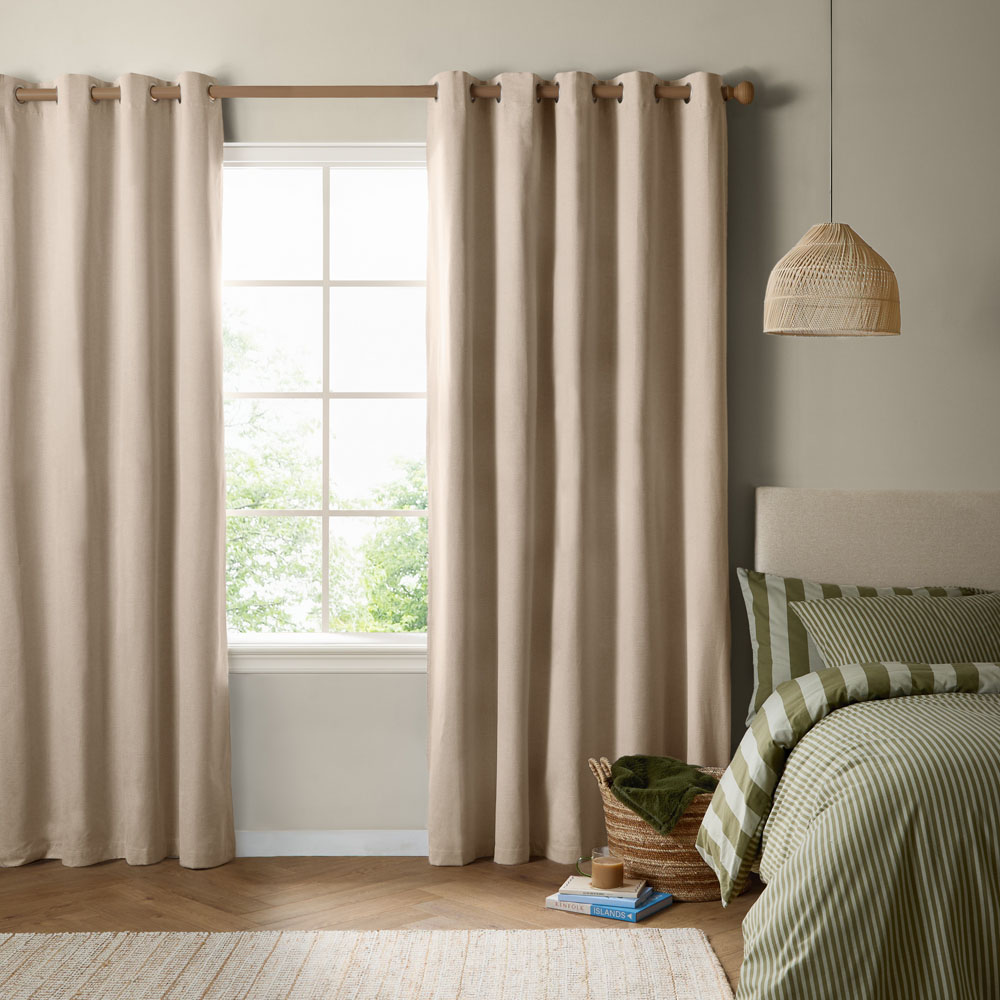 Furn The Ultimate Natural Textured Woven Blackout Eyelet Curtains 168 x 183cm Image 7