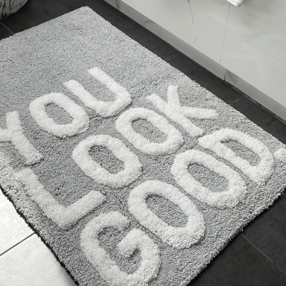 Mooky Mats You Look Good Slogan Bath Mat 50 x 80cm Image 3