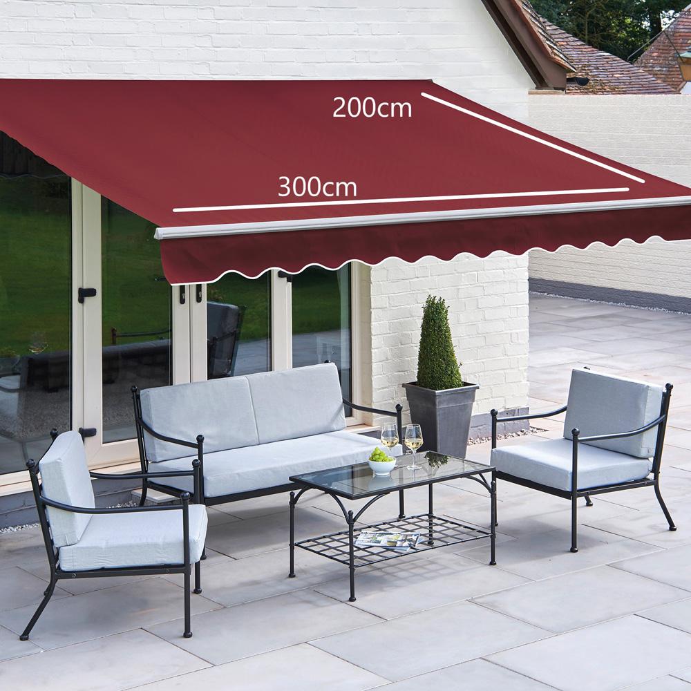 Greenhurst Balmarol Royal Red Patio Awning 3 x 2m Image 3