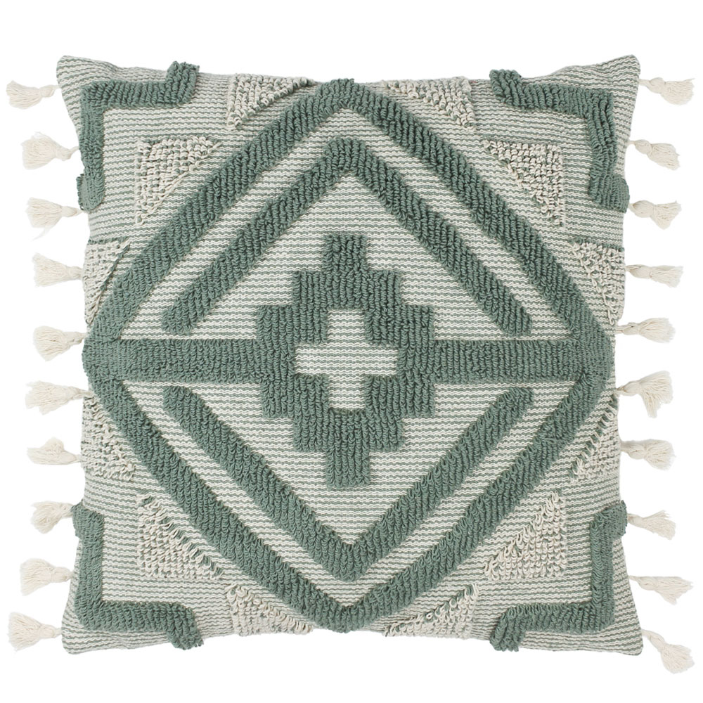 furn. Kalai Geometric Tufted Eucalyptus Cushion Image 1