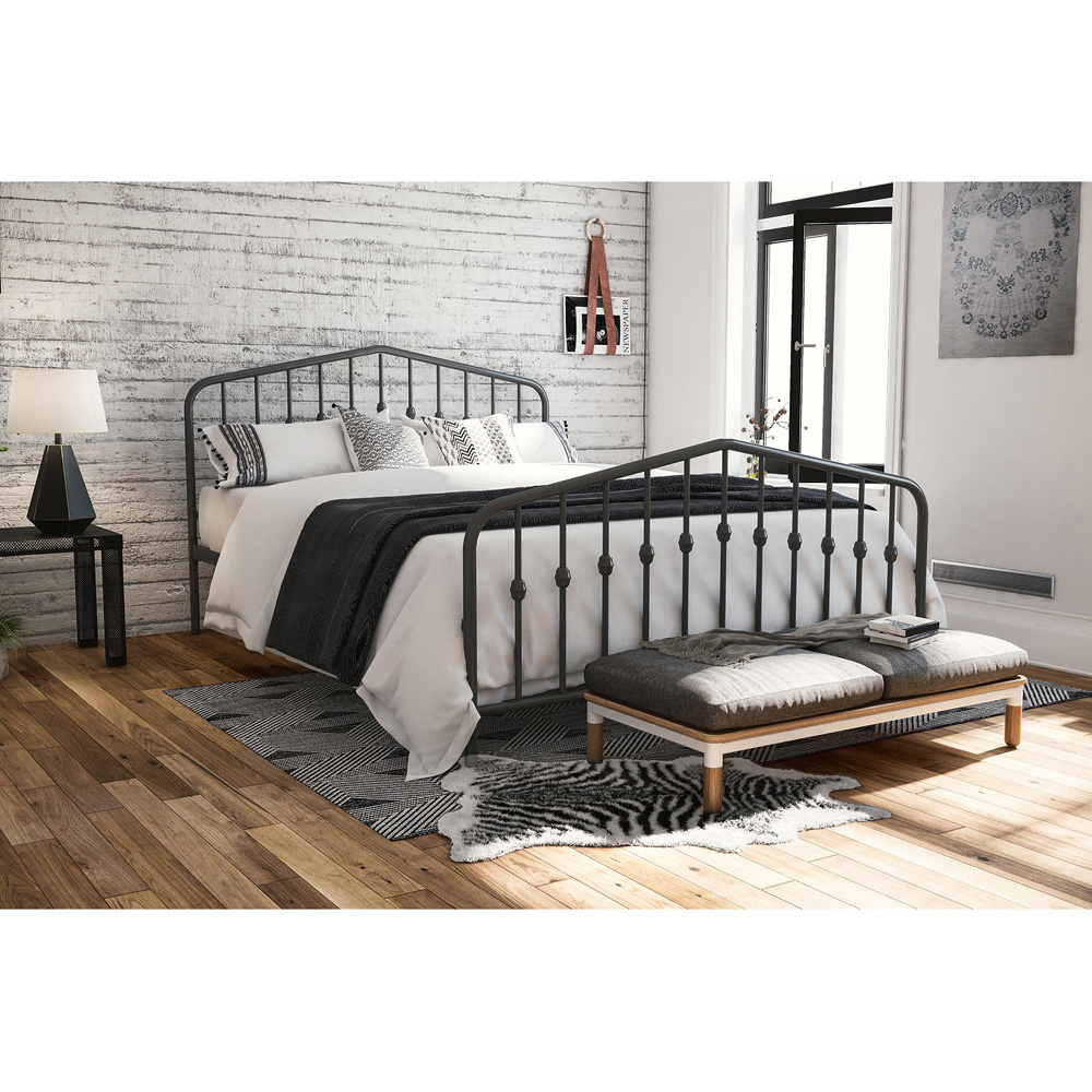 Novogratz Bushwick King Size Grey Metal Bed Frame Image 5