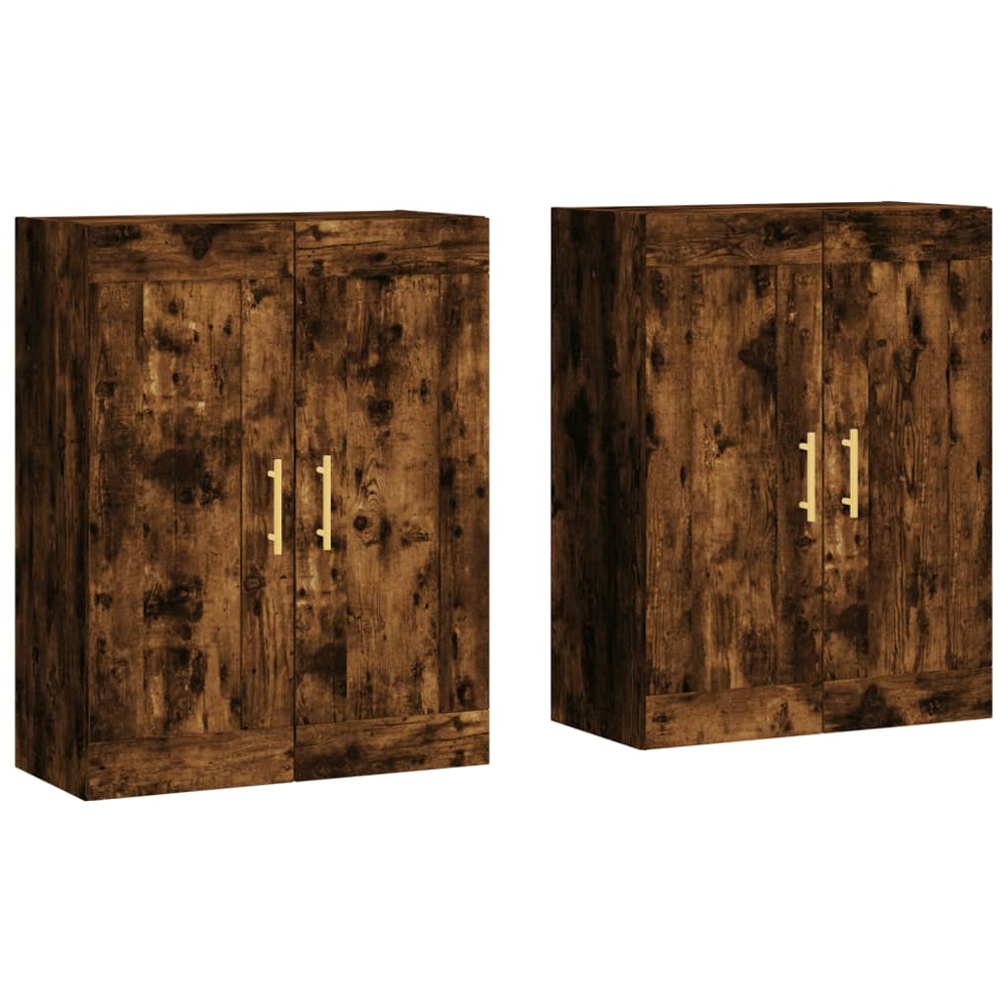 vidaXL 2 Door Brown Smoked Oak Wall Mounted Cabinet 2 Pack Image 2
