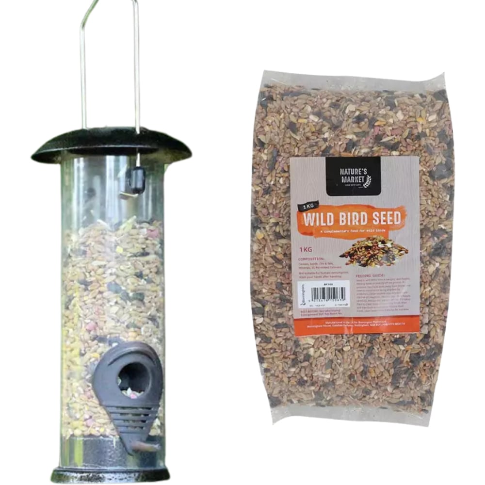 Marco Paul Premium Hammertone Seed Feeder with Wild Bird Seed 1kg Image 5