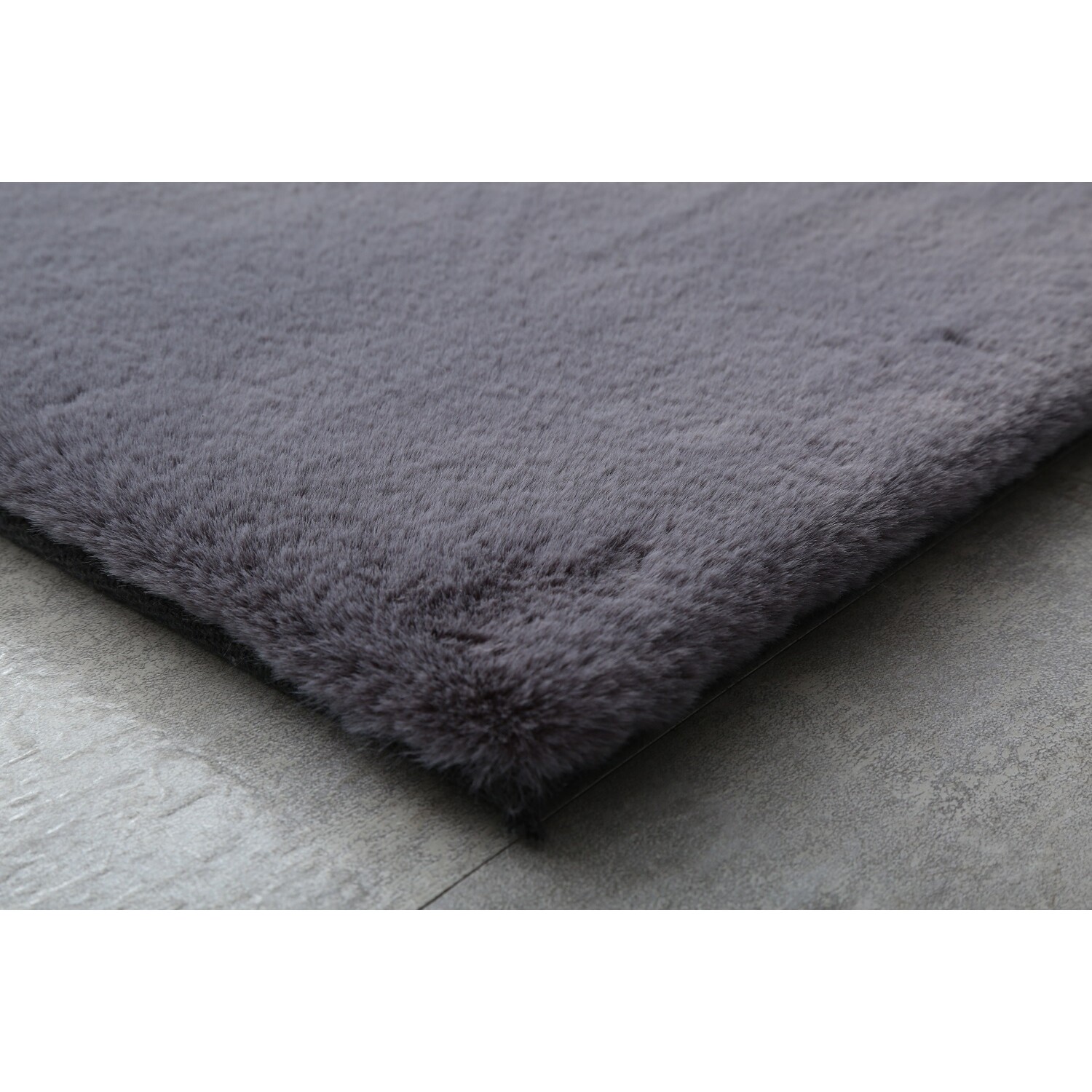 Lux Slate Rabbit Faux Fur Rug 150 x 100cm Image 5