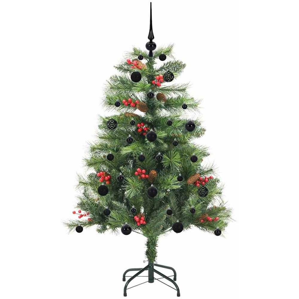 vidaXL 150 LED Pre-Lit Black Baubles Green Artificial Christmas Tree 5ft Image 4