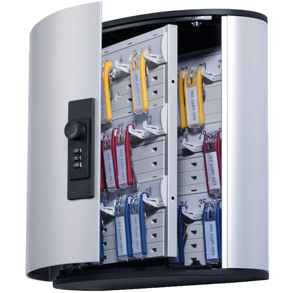 Durable Key Safe 36 Keys Silver Combination Lock Box with Key Clips Image 1