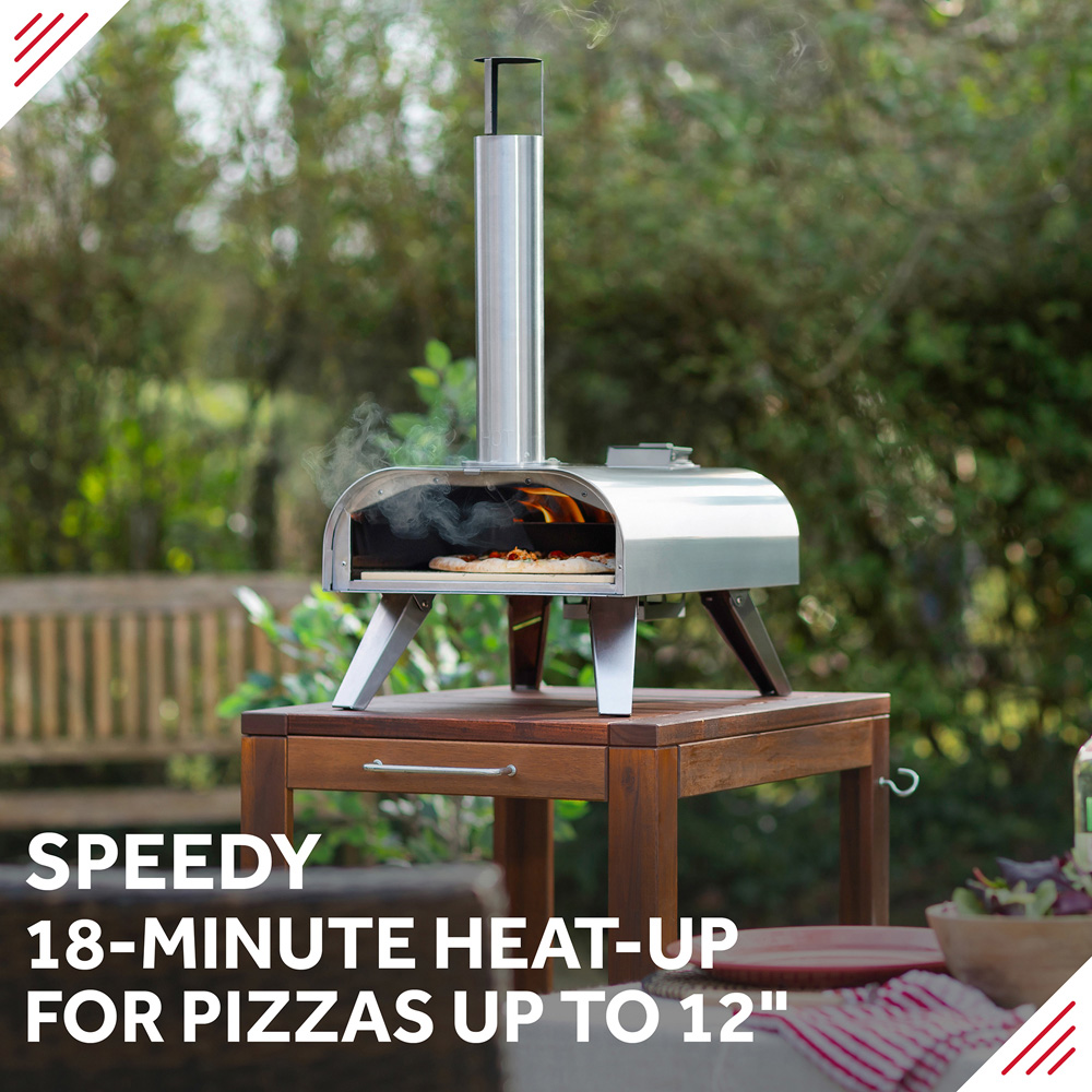 George Foreman Stainless Steel 12 inch Wood Pellet Outdoor Pizza Oven with Carry Bag and Paddle Image 3