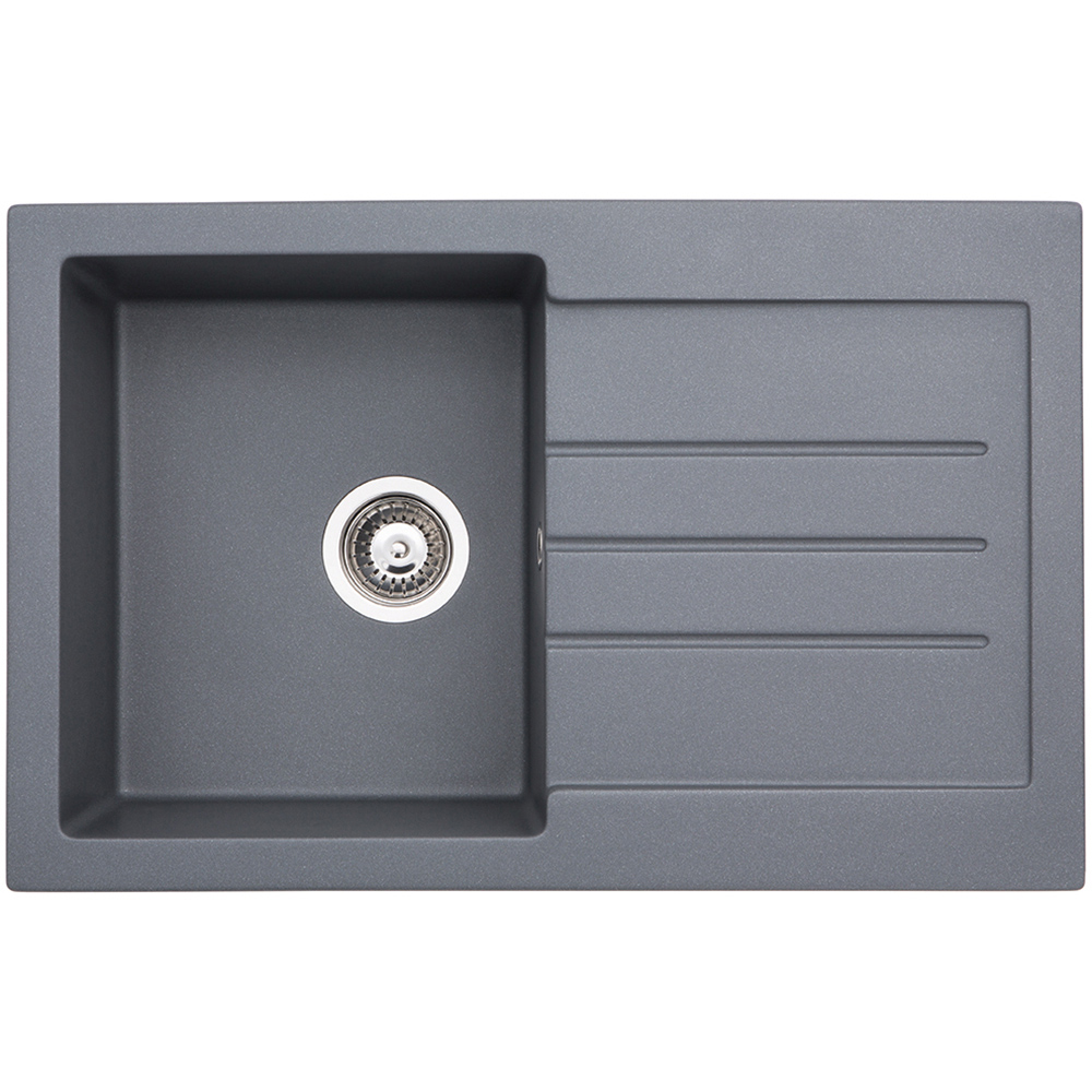 Xcite Grey Metallic Granite 1.0 Bowl Inset Kitchen Sink 780mm Image 1