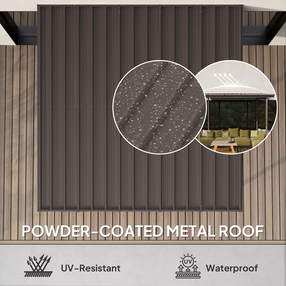 Outsunny 3 x 3m Dark Brown Metal Waterproof Pergola Image 8