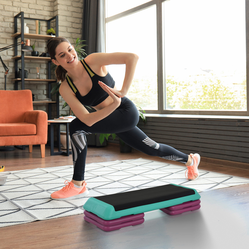 HOMCOM Black Adjustable Anti Slip Aerobic Step Platform Image 2
