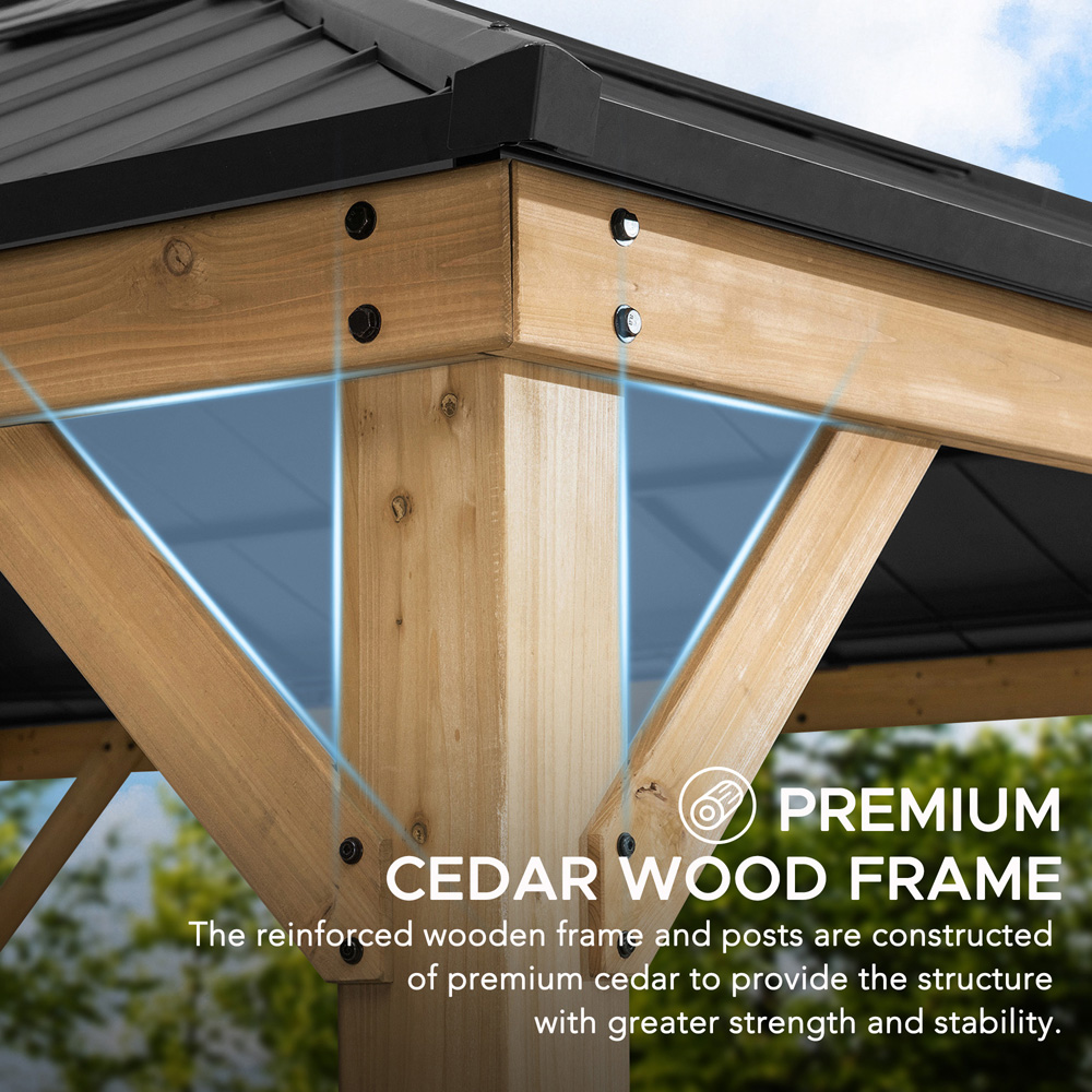 Sunjoy Ernir 3.93 x 4.52m Anthracite Cedar Wood Gazebo Image 5