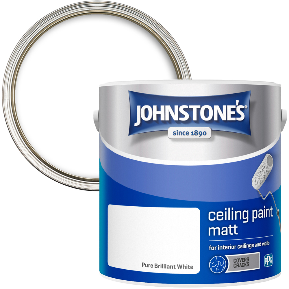 Johnstone's Ceiling Brilliant White Matt Emulsion Paint 2.5L Image 1