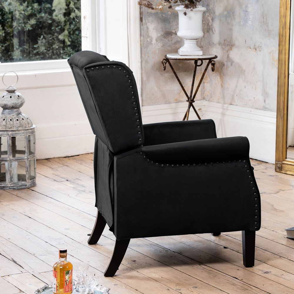 Artemis Home Annapoli Black Velvet Manual Recliner Armchair Image 4