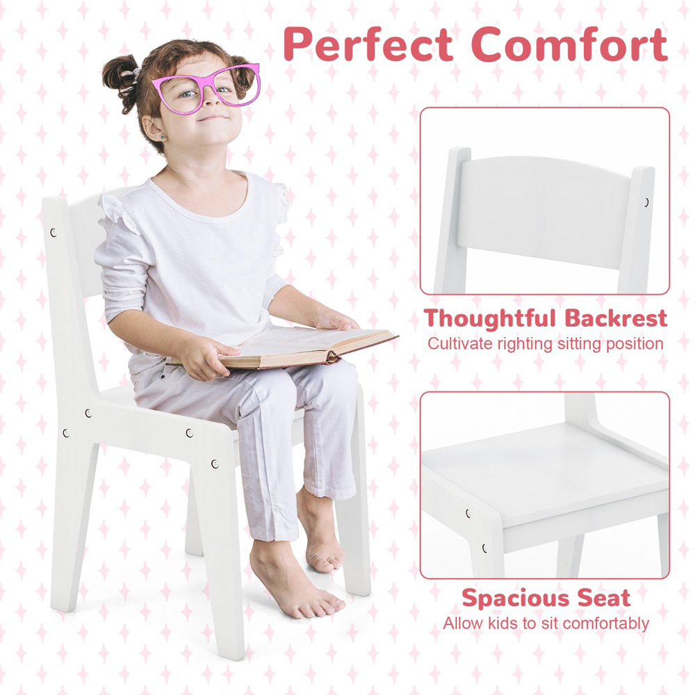 Costway Kids White Vanity Table and Chair Set with Storage Image 6