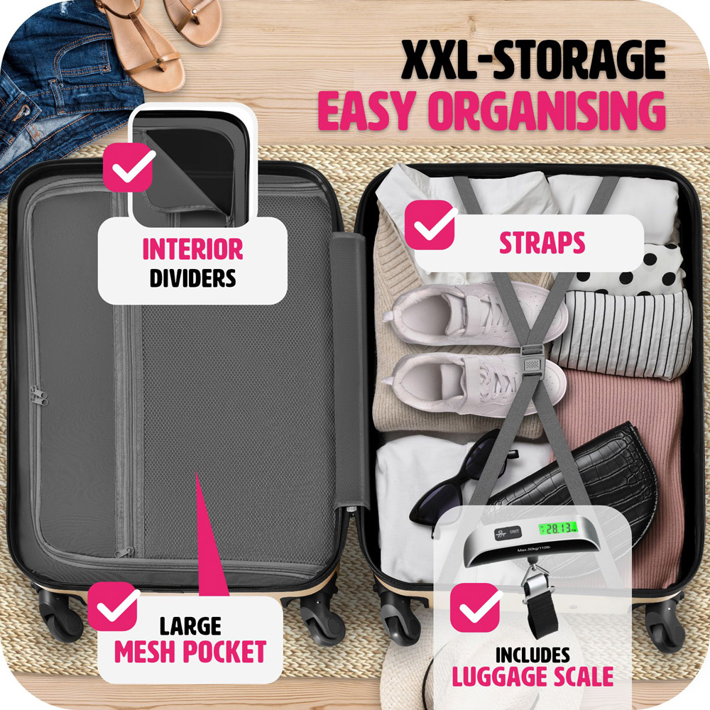 Tectake Mila Set of 4 Champagne Hard Shell Travel Suitcase Set Image 7