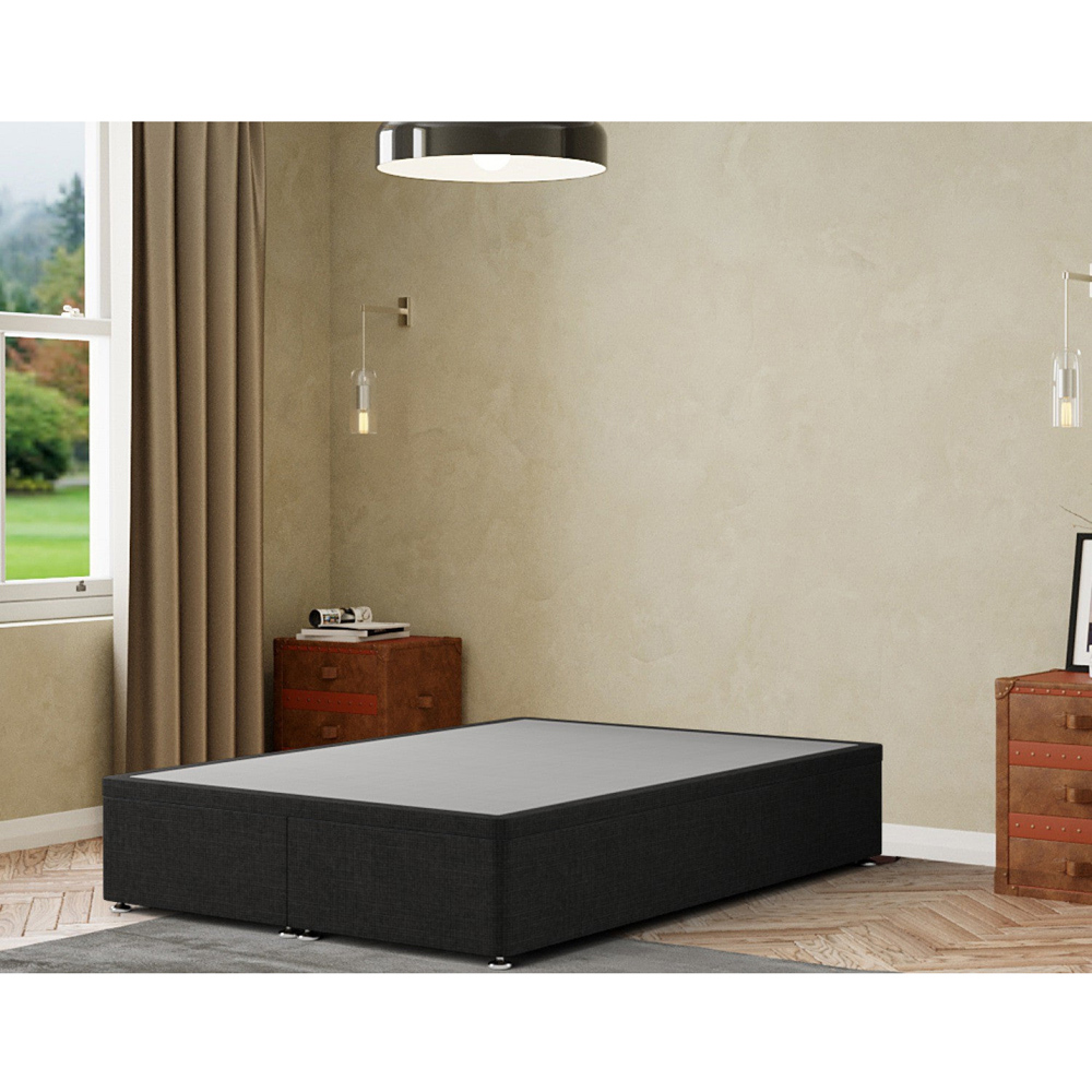 Portland Simple Small Double Black Linen Ottoman Divan Base Image 3