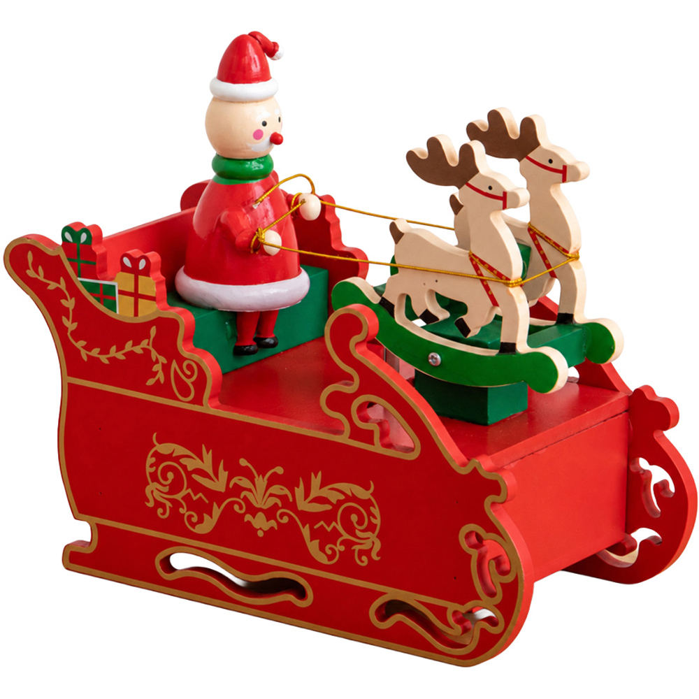 Samuel Alexander Musical Santa Sleigh Decoration with Moving Reindeer 17cm Image 1