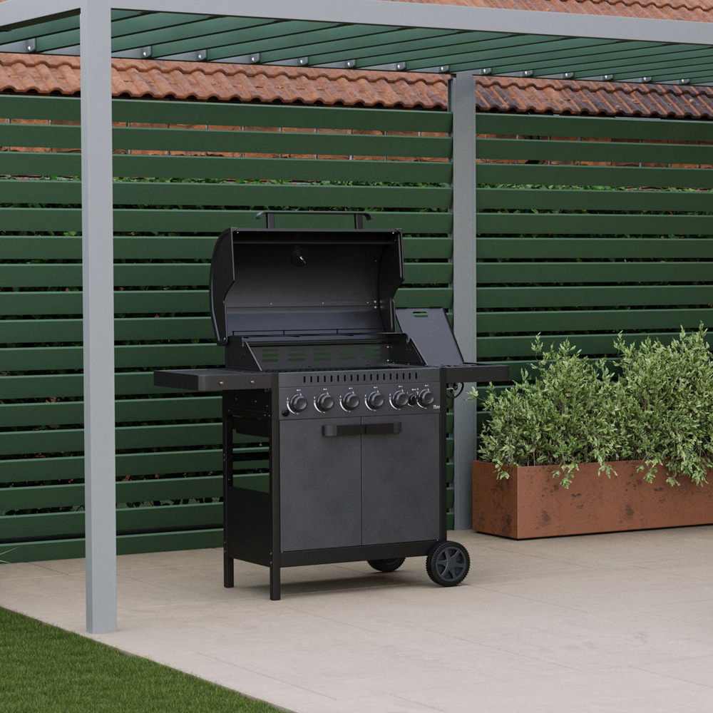 Ottimo 420 6 Burner Matt Grey and Black Gas BBQ with Side Burner Image 8