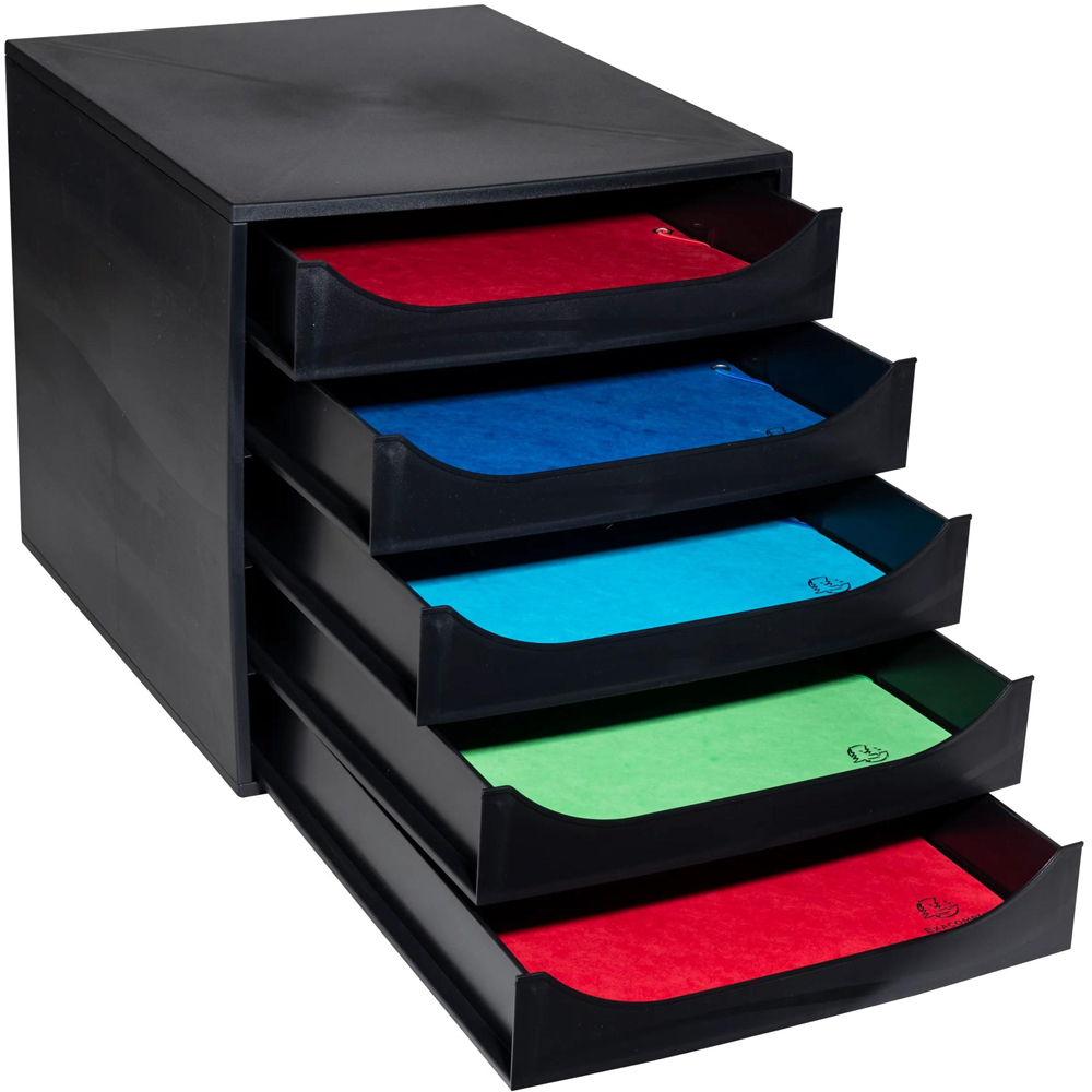 Exacompta EcoBox Office 5 Drawer Black Desk Organiser Image 3