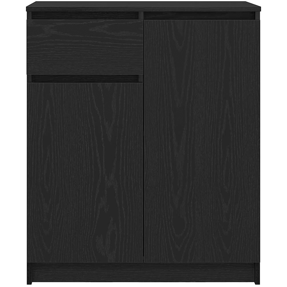 vidaXL 2 Door Single Drawer Black Oak Wooden Sideboard Image 3