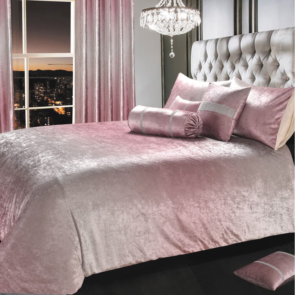 Intimates Ombre King Size Pink Crushed Velvet Duvet Set Image