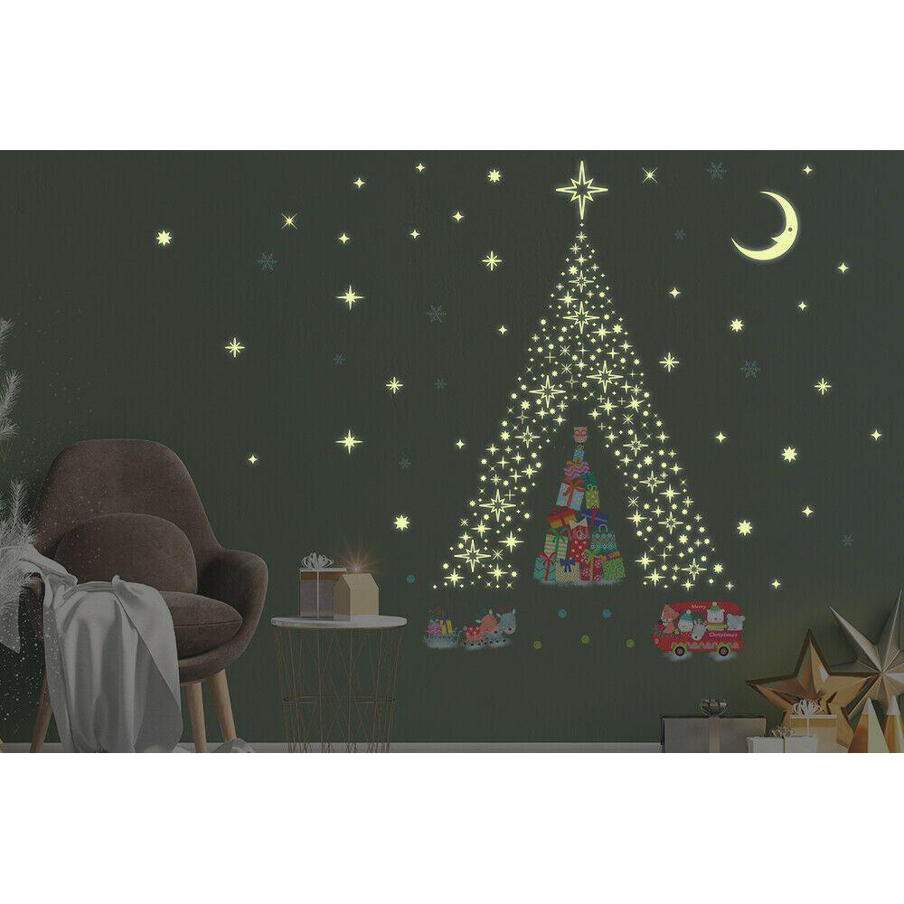 Walplus Glow Stars and Reindeer Christmas Tree Self Adhesive Wall Sticker 376 Piece Image 4