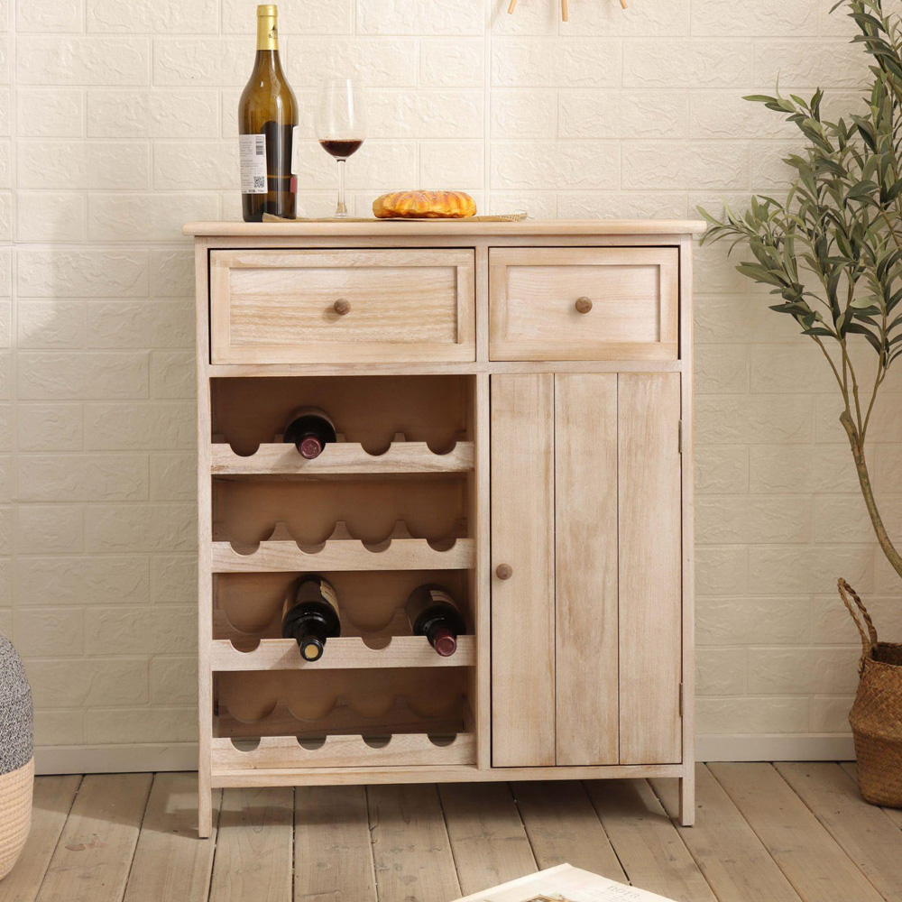 Home Source Mitcham Single Door 2 Drawer 4 Tier Wine Cabinet Image 5