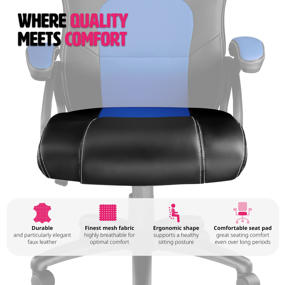 tectake Tyson Black and Blue Gaming Chair Image 8